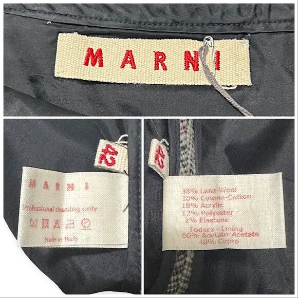 Marni c.2010 Checked Wool‑Blend A‑Line Skirt IT42 Raw‑Hem Bow Waist - Picture 3 of 13